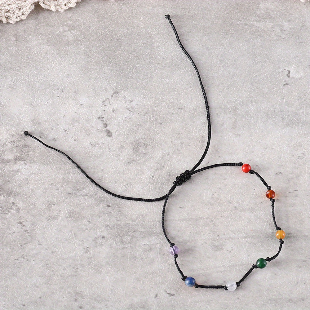 Boho 7 Chakra Stone Anklet Handcrafted Yoga Beach Foot Jewelry